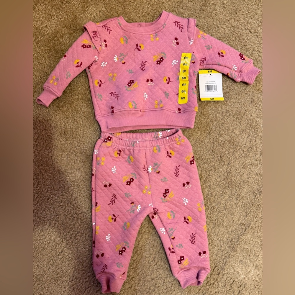 Koala Baby Girl Pink Floral Quilted Set 6 months